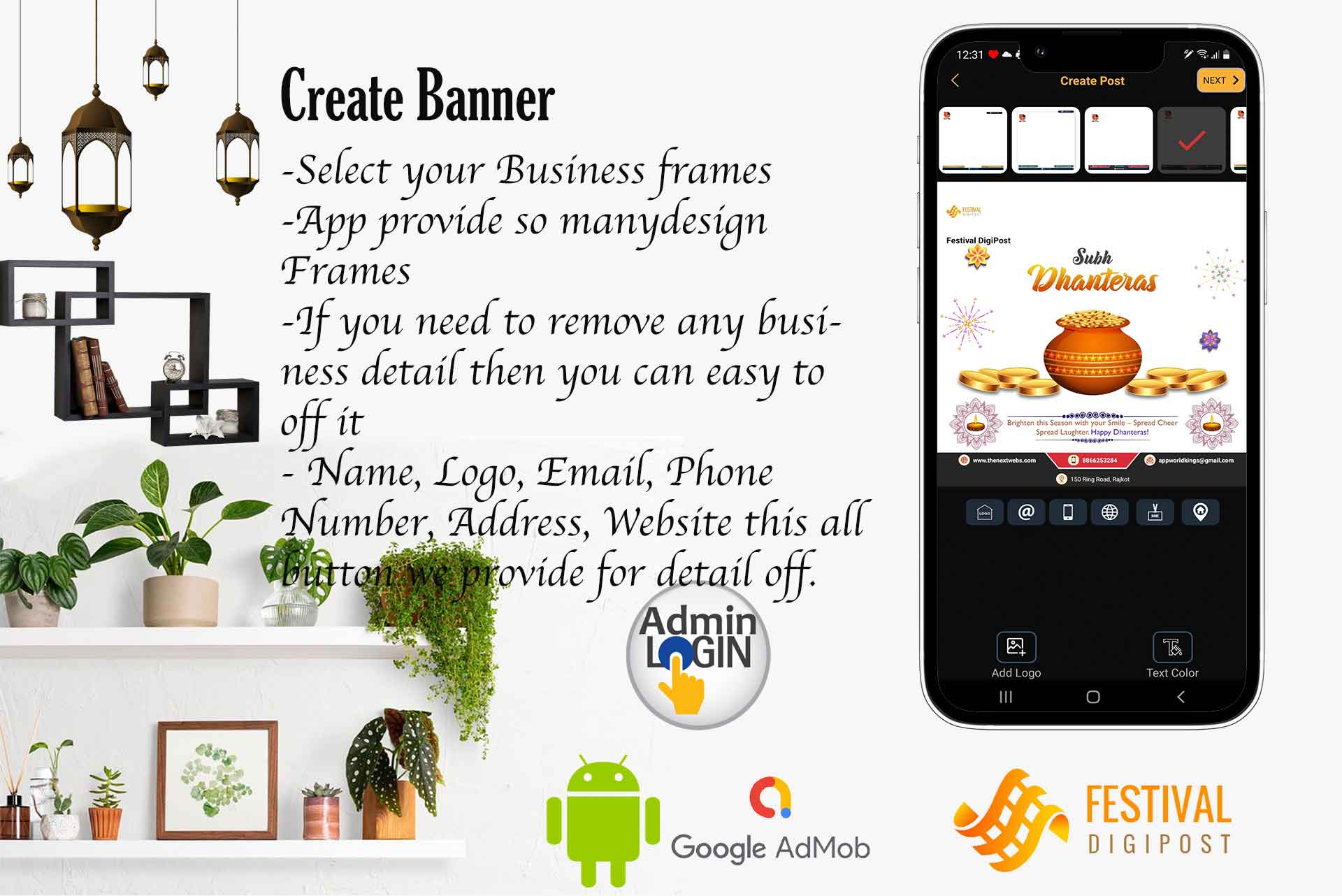 Festival Post, Brands.live or AdBanao Festival Poster Maker clone  Android App